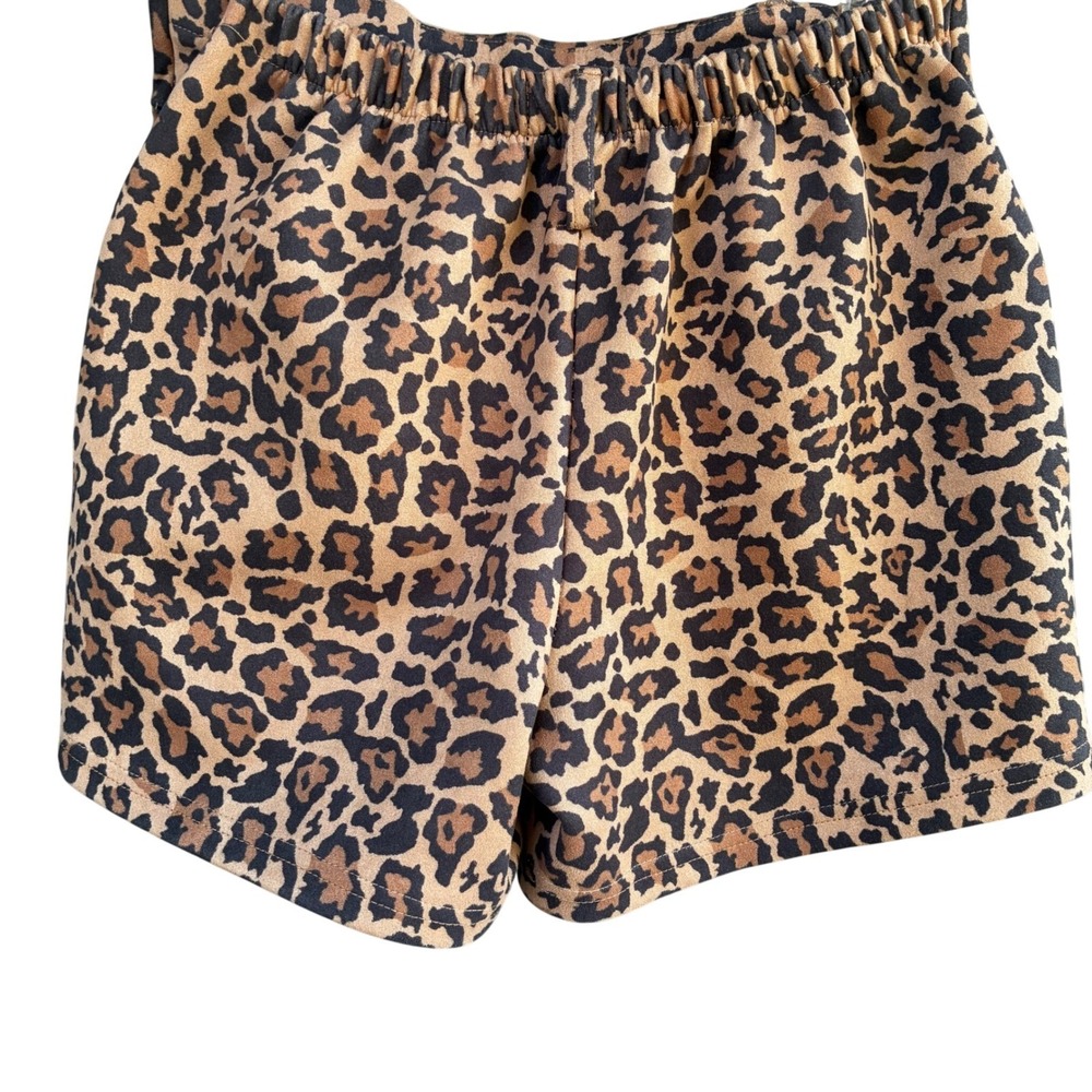Crazy Train Leopard Print High Waist Fringe Shorts - Brown Black - Picture 2 of 5